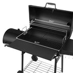 Gourmet 30in Charcoal Grill And Offset Smoker - Black