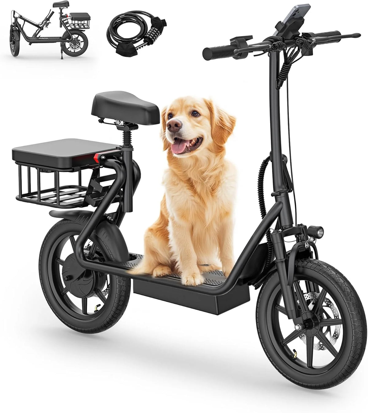 NAVIC Adult Electric Scooter With Seat, 49 Miles, 750W Peak, 1080WH - T1