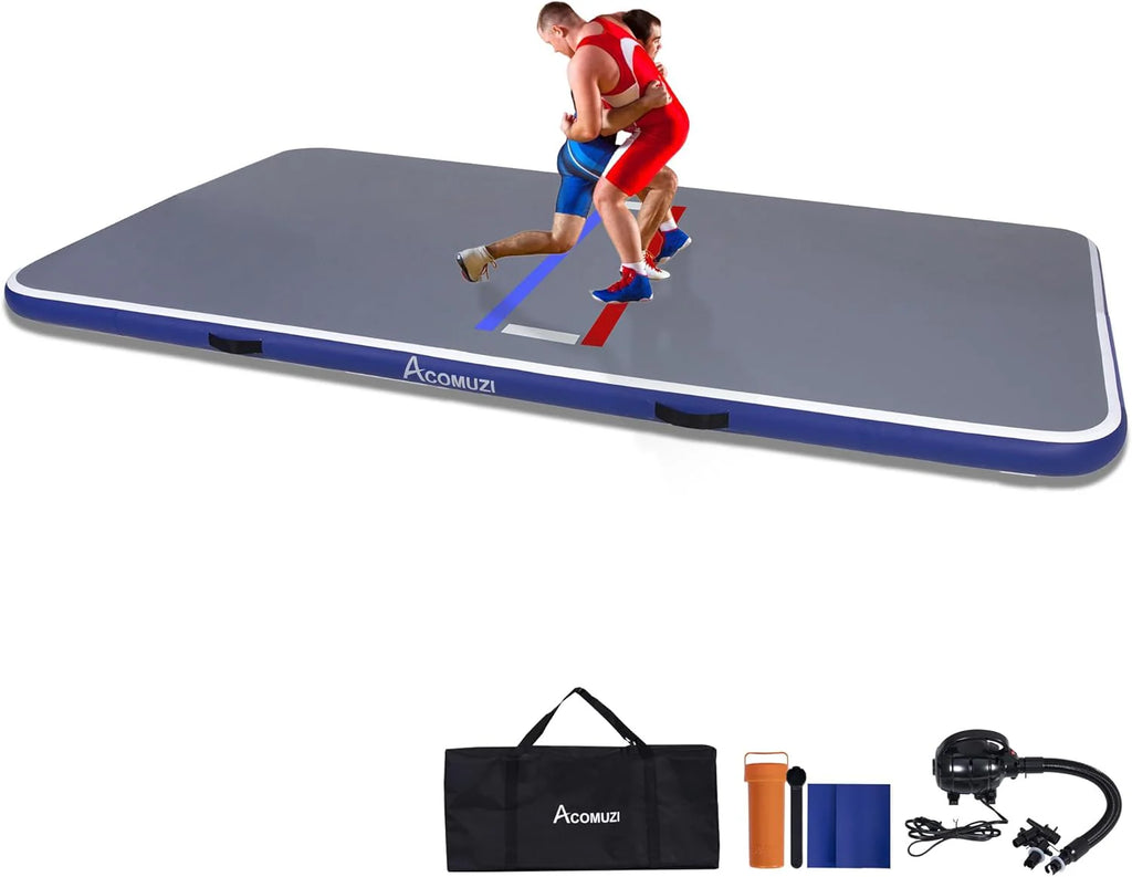 Inflatable Wrestling Training Mat, Gray+Blue, 10FT/5FT