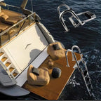 4-Step Telescoping Stainless Steel Boat Ladder With Handrails And Wide Steps - 600 lb Capacity