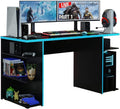 Madesa Gaming Computer Desk 53 Inch With 5 Shelves Cable Management - White