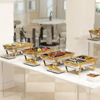EffiQ-Rate Stainless Steel Chafing Dishes, 4 Pack, 9 QT, Silver And Gold - 7 Pans