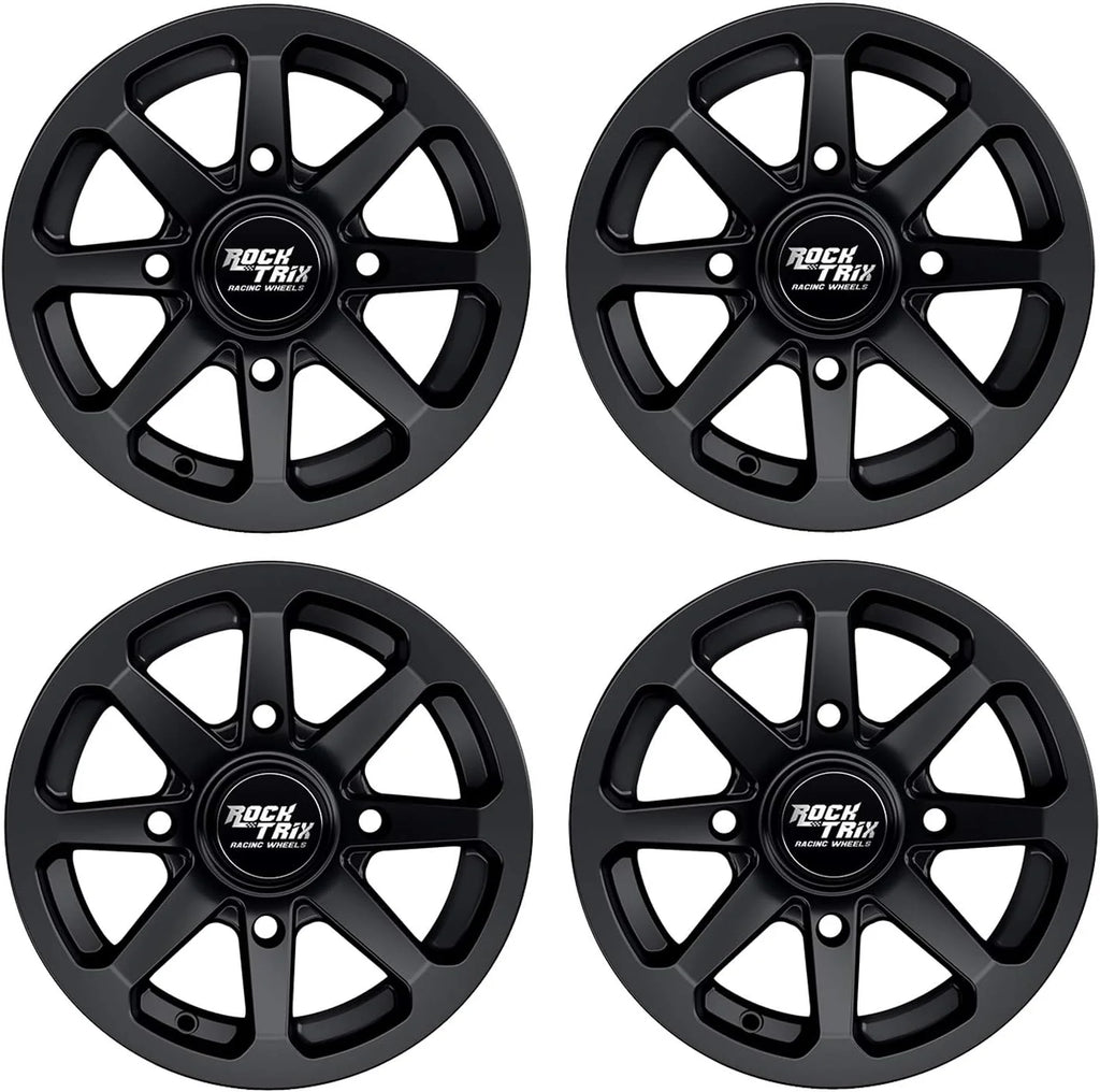 RockTrix ATV UTV SxS Wheels 15x7 4x137 4+3 Offset Matte Black Set Of 4 - RT102