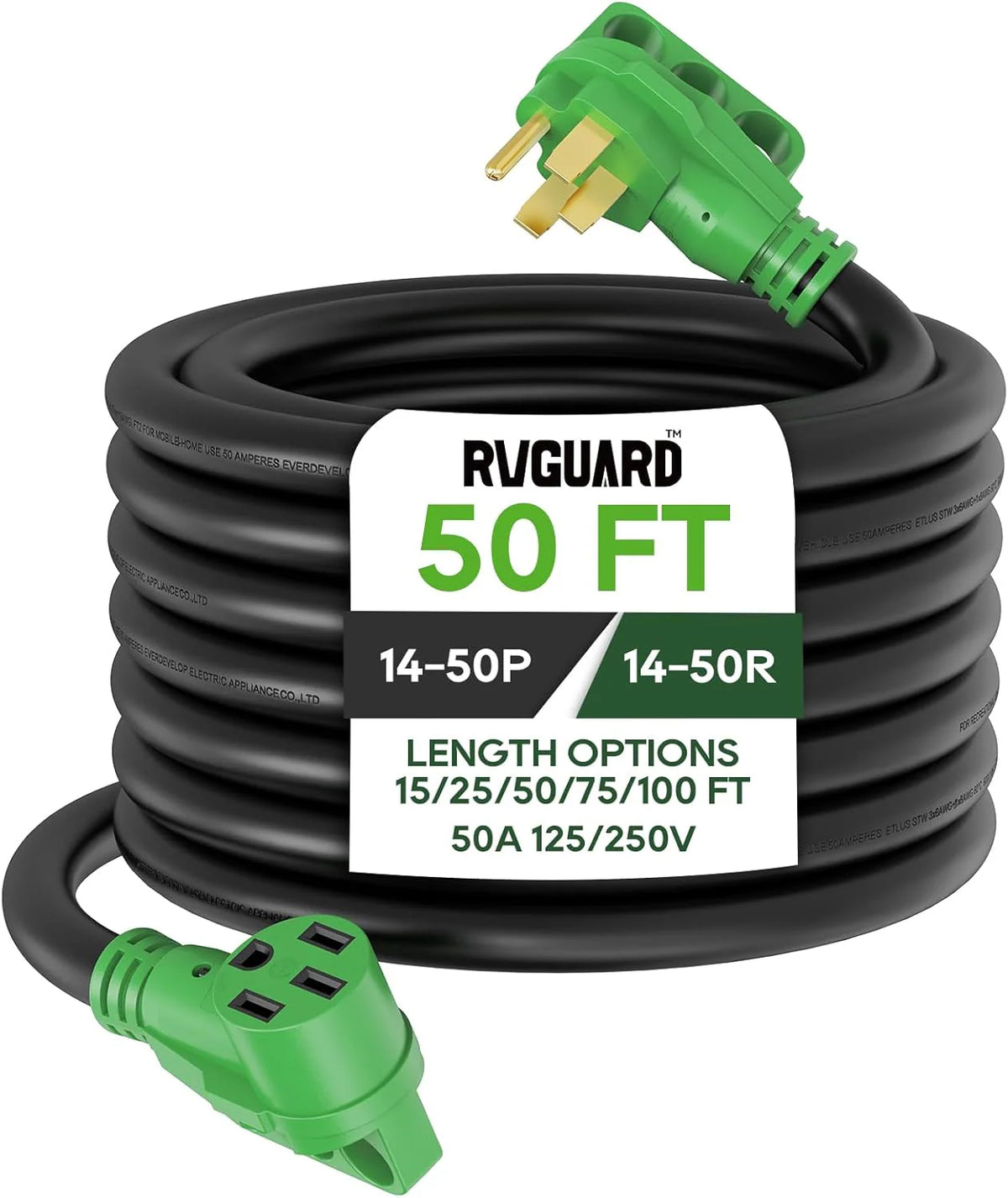 50 Amp 50 Foot RV/EV Extension Cord, Green - IIIFS-VXS1486