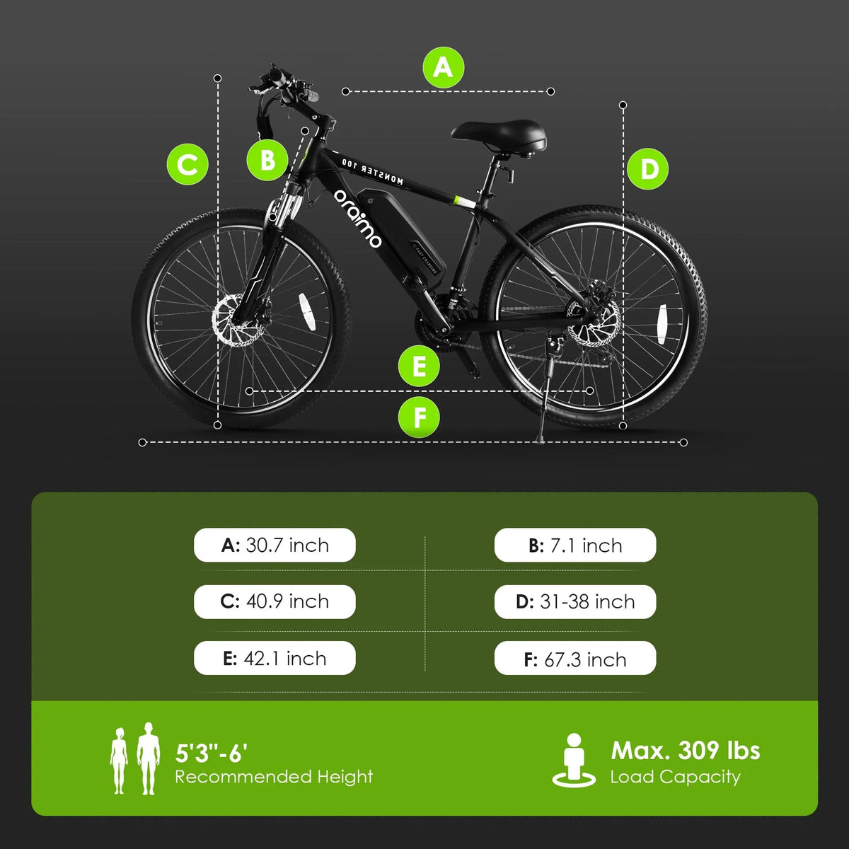 Electric Mountain Bike For Adults, 350W BAFANG Motor, 26 Inches, Black