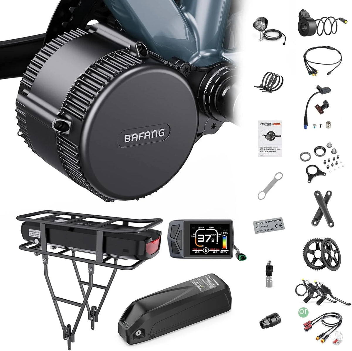 BAFANG Center Drive Electric Bicycle Conversion Kit 750W To 1000W 48V/52V 68-73 mm - BBS02B CAN