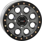 System 3 SB-7 Beadlock ATV/UTV Wheels 15x7 Titanium 4 Pack With Gorilla Lug Kit - 15S3-7656