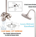 Clawfoot Tub Shower Kit With Bathcock Diverter Faucet And 48 x 27 in Rectangular Curtain Rod - Brushed Nickel
