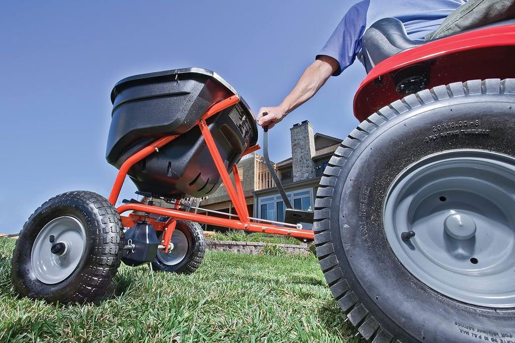 Tow-Behind Lawn And Garden Broadcast Spreader, 130 lb, 10-12 ft Spread - 45-0463