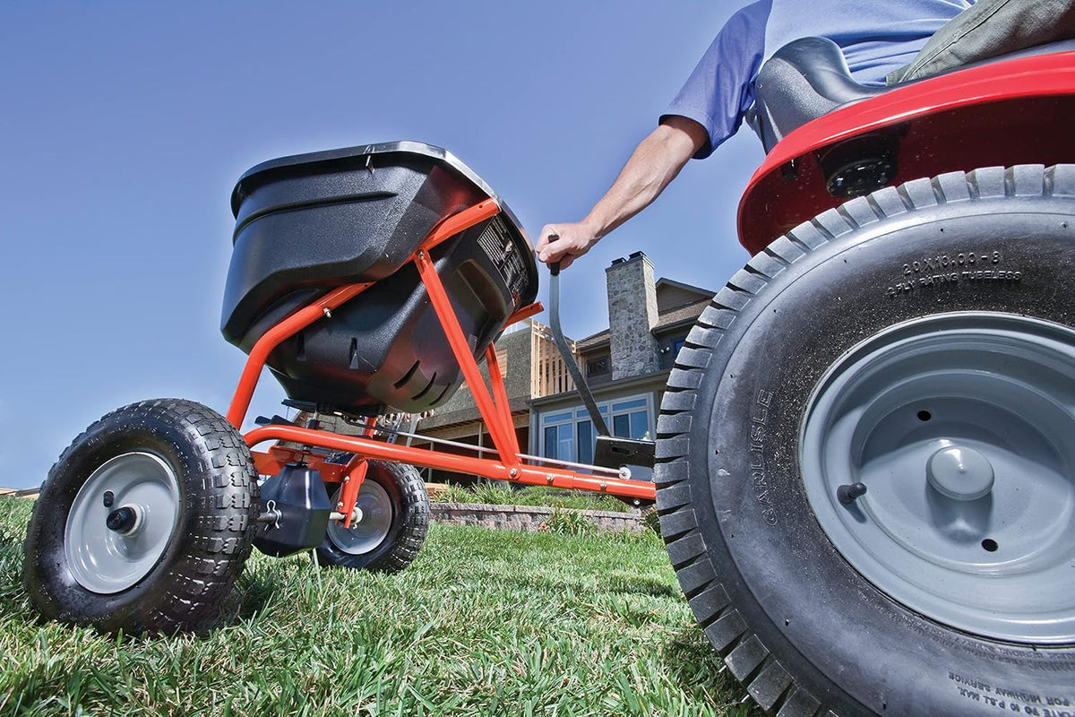 Tow-Behind Lawn And Garden Broadcast Spreader, 130 lb, 10-12 ft Spread - 45-0463