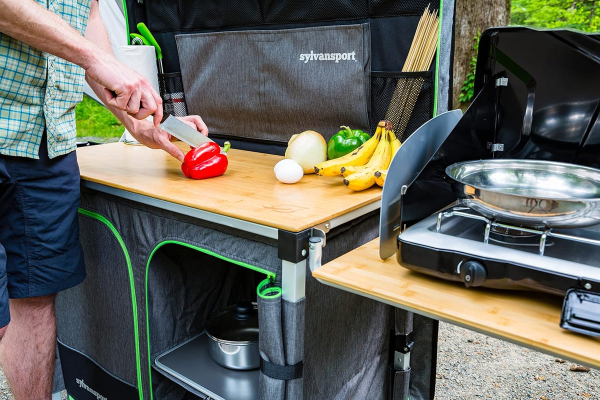 Camping Kitchen System With Two Bamboo Countertops - Table Magic Series