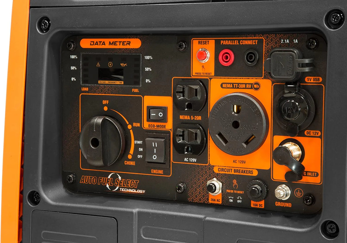 WEN Dual Fuel RV-Ready Portable Inverter Generator, 6800W, Orange - DF680iX