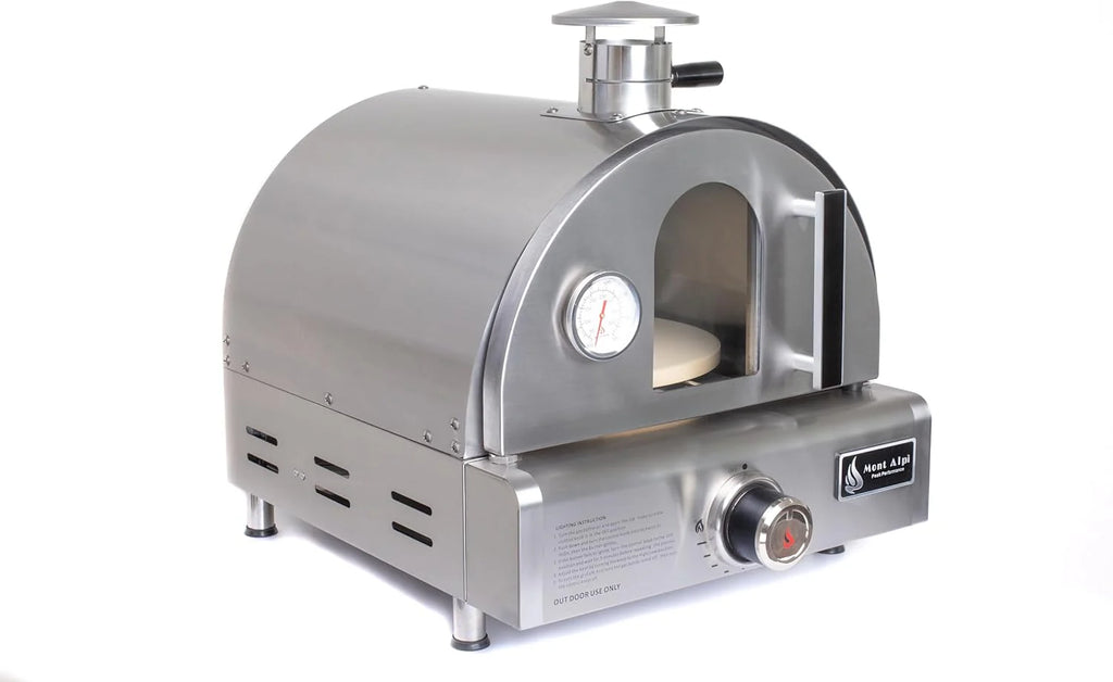 Mont Alpi Multi-Fuel Portable Countertop Pizza Oven, 12000 BTU, Stainless Steel, 19 in x 18.5 in x 17 in - MAPZ-SS