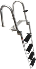 4-Step Telescoping Stainless Steel Boat Ladder With Handrails And Wide Steps - 600 lb Capacity