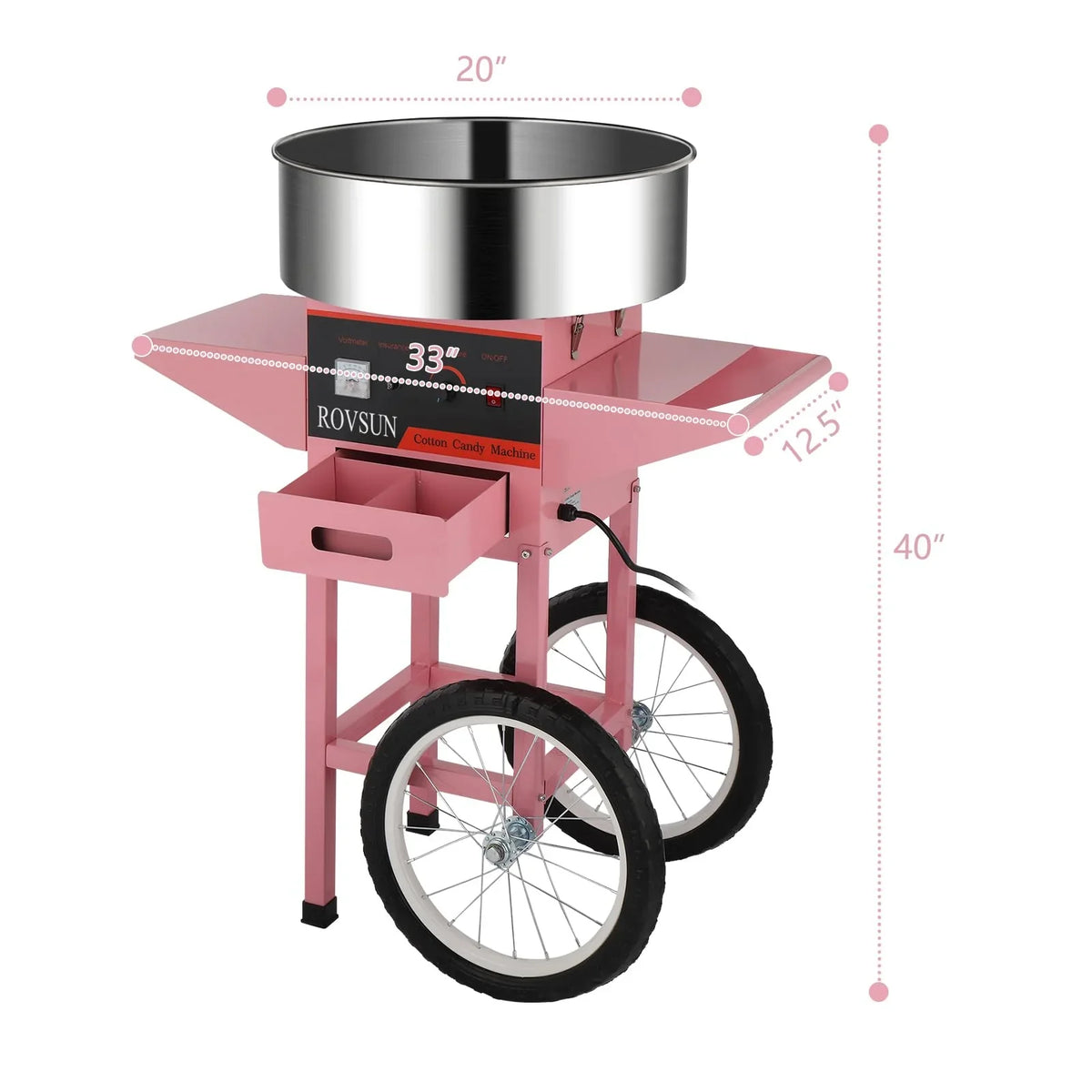 Cotton Candy Machine Cart, 21 Inch, Pink