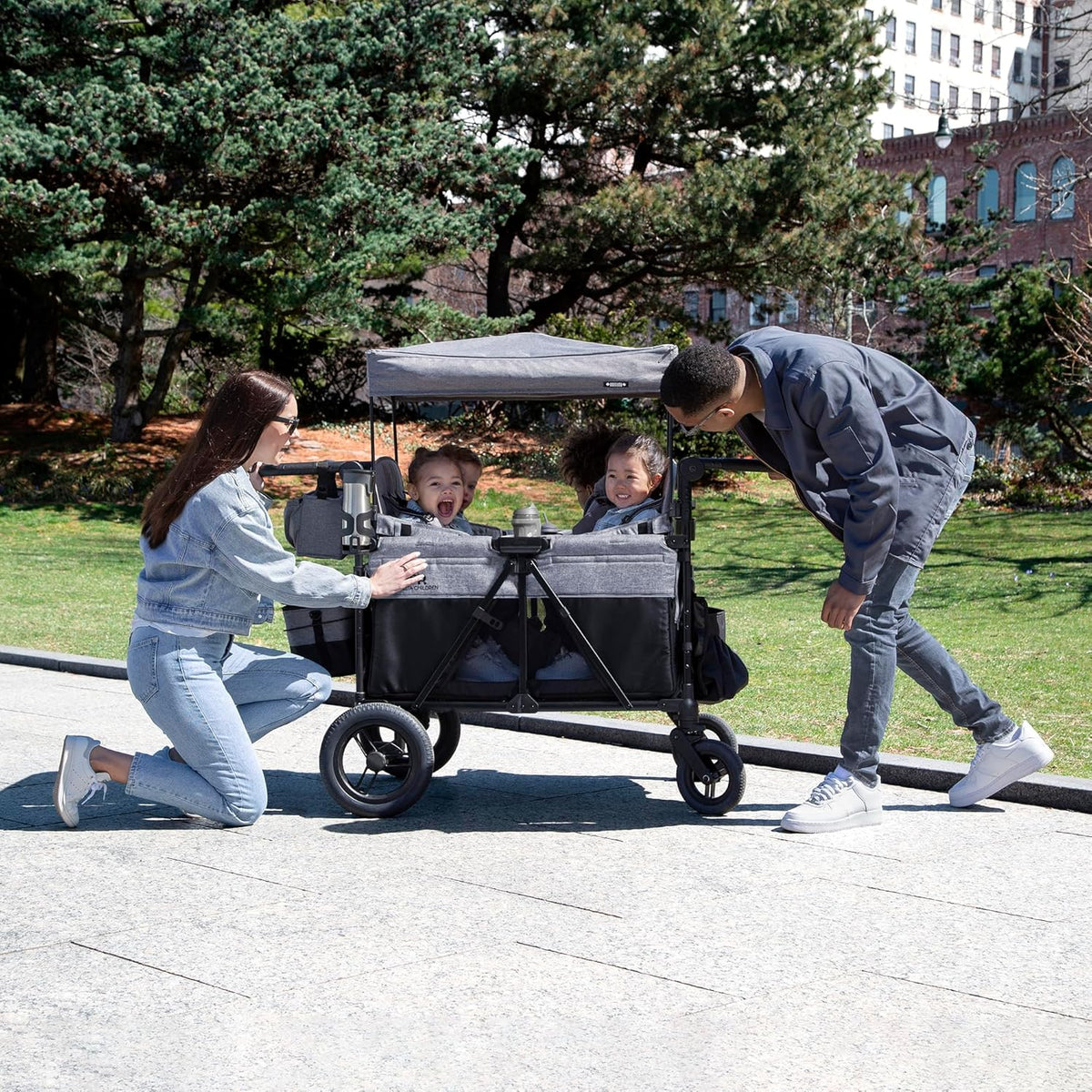 4-Seater Children's Stroller - Grey