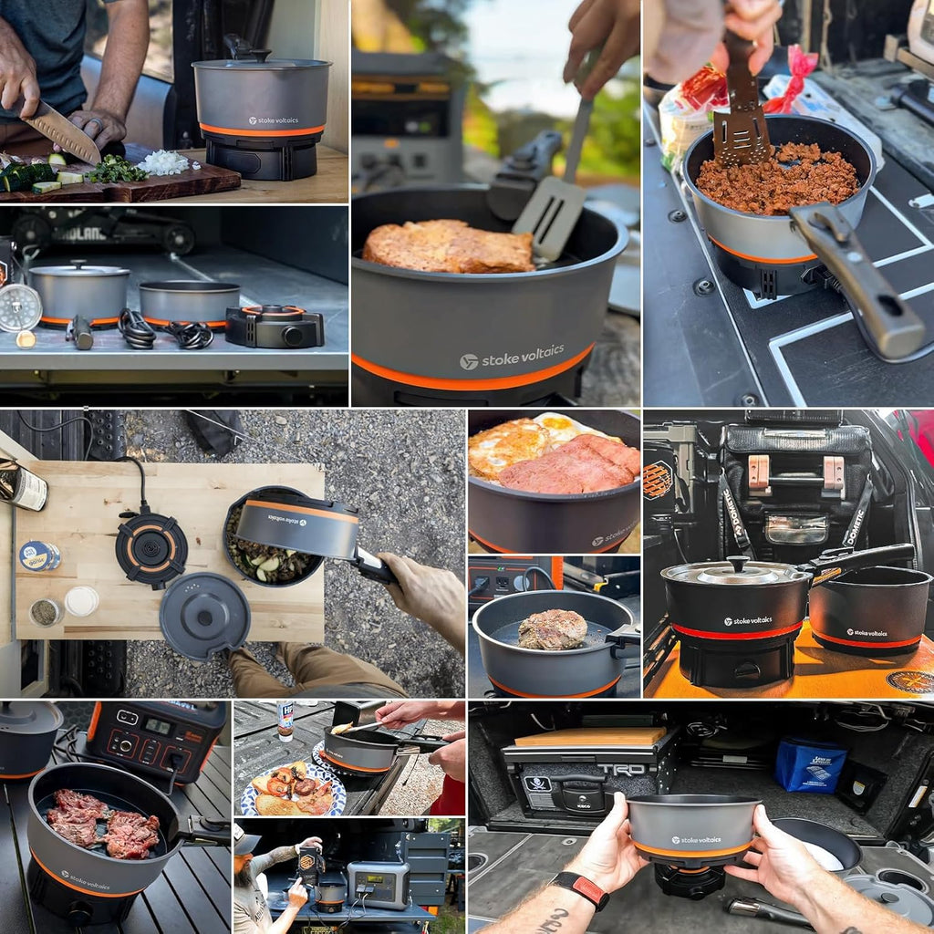Electric Camping Stove With Cookware, 200-1000 Watt, 120 Volt - Nomad Cooking System