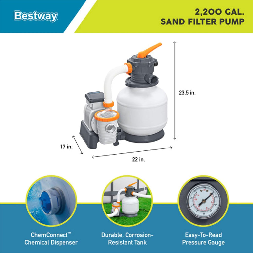 Sand Filter Pump 2,200 GPH For Above-Ground Pools