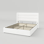 Queen Size Lift-Up Storage Bed With Wingback Headboard, Upholstered Platform Bed Frame With Hidden Storage
