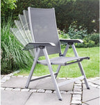 Kettler Adjustable Folding High-Back Garden Chair, Aluminum, 61 cm x 65 cm x 109 cm - Basic Plus Advantage