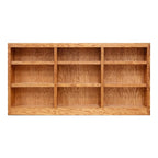 Triple Wide Wood Bookcase, 9 Shelf, 36 Inch Tall, 72 Inch Wide, 10.63 Inch Deep
