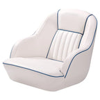 Pontoon Boat Captain's Bucket Seat, White & Blue, 19.5 in H x 22 in W x 21.5 in D - Boat Cabin Seating
