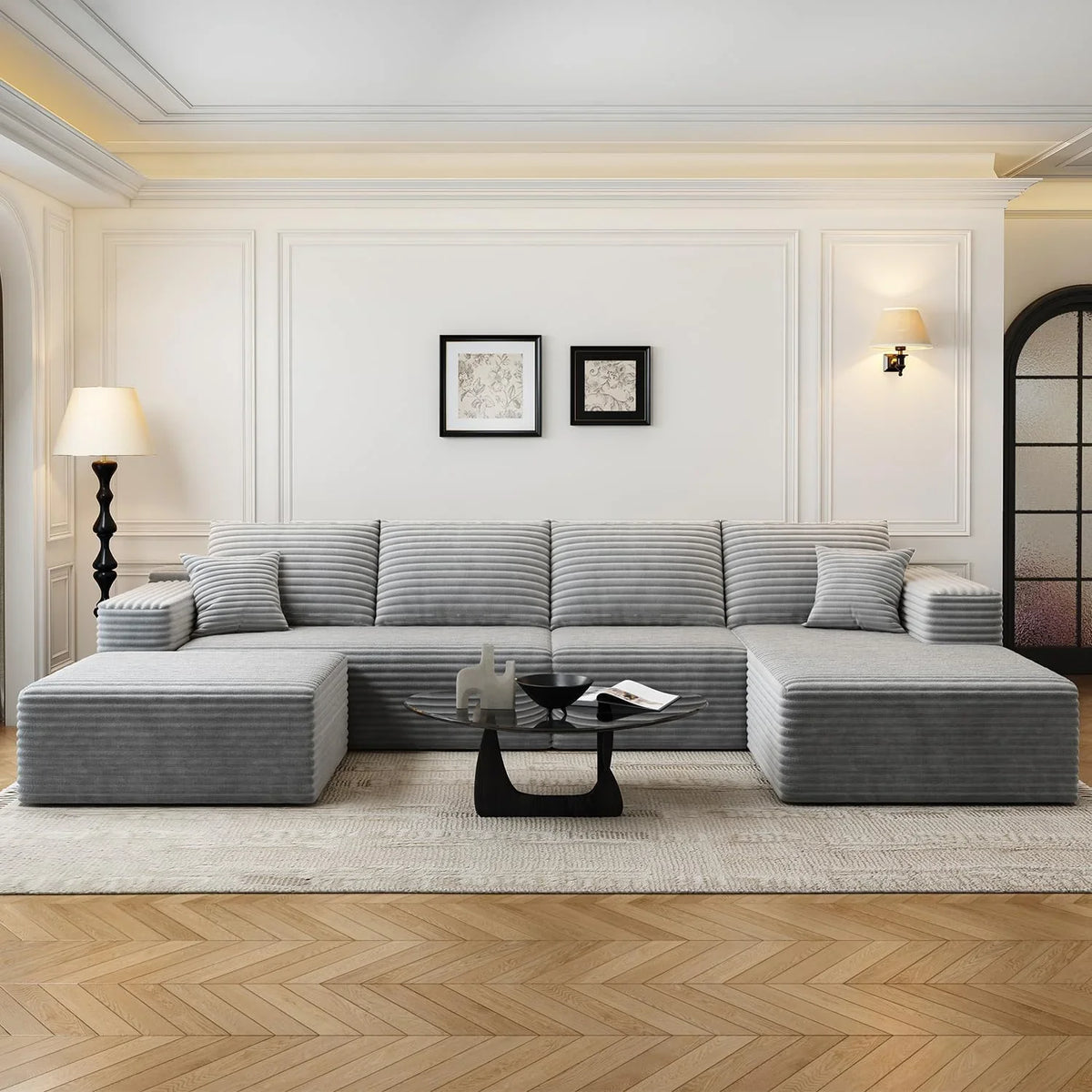 Settab Modular Sectional Sofa, 2 Seater Left-Facing Chaise, Black, 68.9 inch D x 107.5 inch W x 36.3 inch H