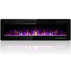 Ultra-Thin Linear Electric Fireplace, 30-72 Inch, Wall Mounted/Recessed