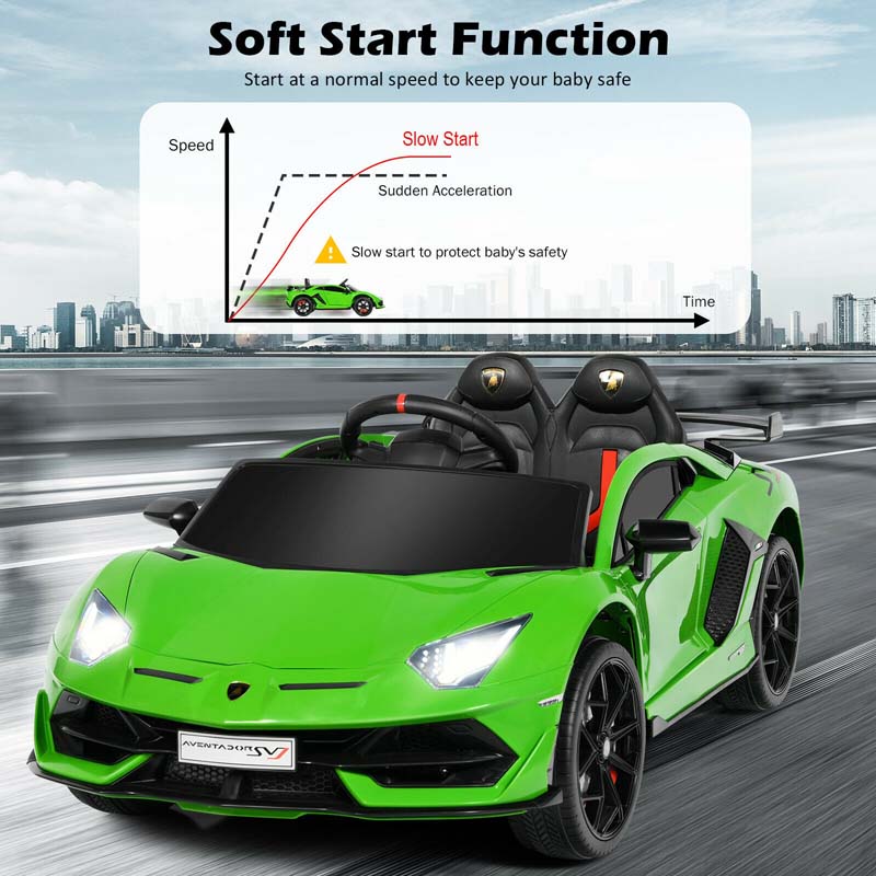 Licensed Lamborghini SVJ Kids Ride-On Car, 12V Battery Powered - Red, White, Black, Green Or Pink