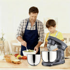 Camic Stand Mixer, 4.2QT + 5.3QT Stainless Steel Bowls, 10 Speeds - Grey