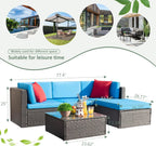 Devoko 5-Piece Outdoor Sectional Patio Sofa Set With Cushions And Glass Table - Beige