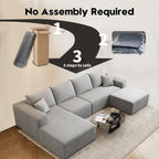 Settab Modular Sectional Sofa, 2 Seater Left-Facing Chaise, Black, 68.9 inch D x 107.5 inch W x 36.3 inch H