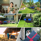 Dual Compartment Compost Tumbler Bin 43 Gallon Blue Door