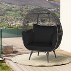 Oversized Wicker Egg Chair With 4 Cushions, 43 x 32.5 x 57 in
