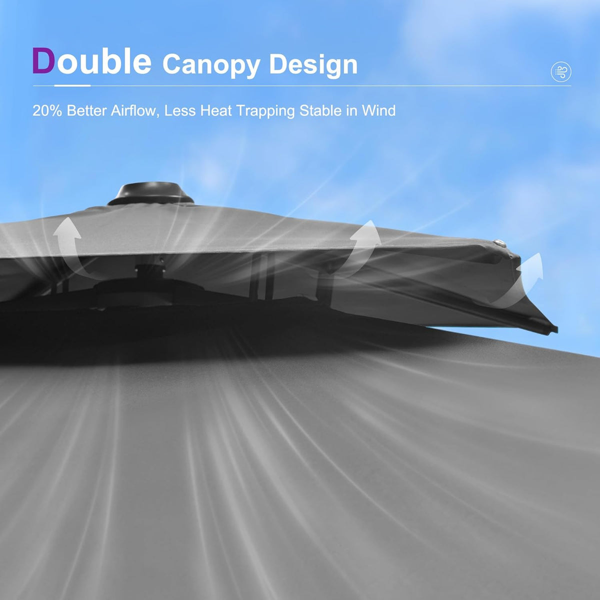 PURPLE LEAF Cantilever Patio Umbrella, 10FT Square, Grey - 360 Degree Rotation