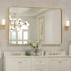 Framed Wall Vanity Mirror With Rounded Corners, 1 Piece