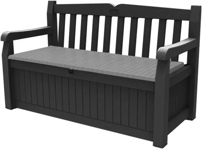 Keter Outdoor Storage Bench, 265 L, Resin, Graphite Grey, 140 x 60 x 84 cm - Eden