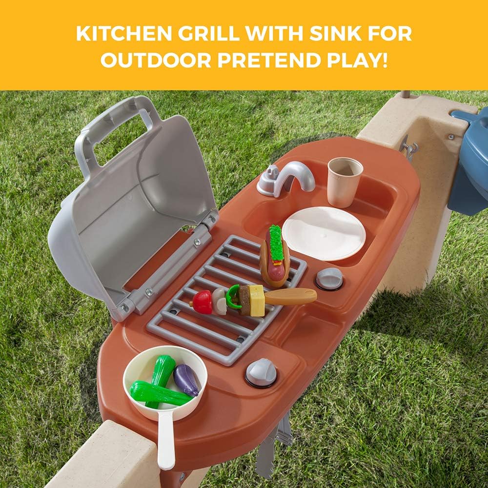 Step2 Kids' All Around Playtime Patio Kitchen Play Set With Canopy, 47.5 x 47.5 x 60 Inches - 874100