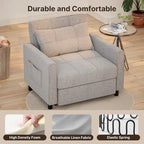 3-in-1 Pull-Out Sofa Bed Sleeper Chair, Adjustable Upholstered Lounge Couch