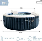 Intex PureSpa Bubble Massage Inflatable Spa, 4 Person, 196x71 cm, Navy - 55084