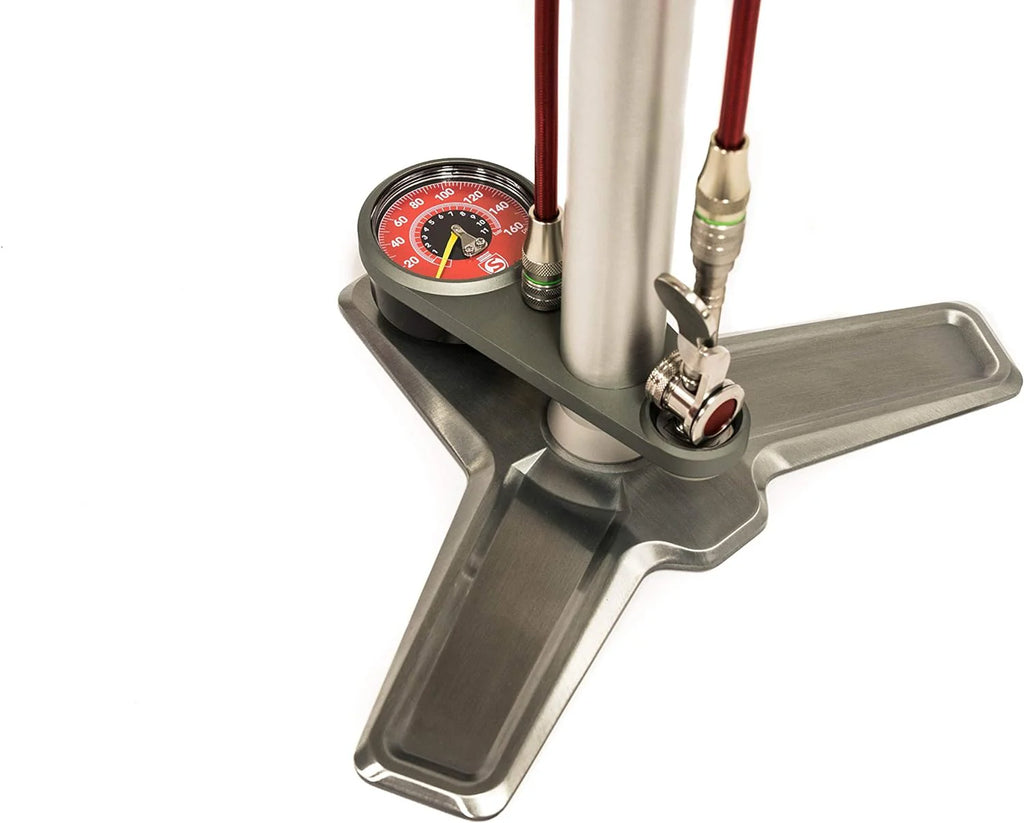 Ultimate Floor Pump, 160 psi Gauge, Braided Steel Hose, Rosewood Handle - AM-PU-SP2-ASY-011