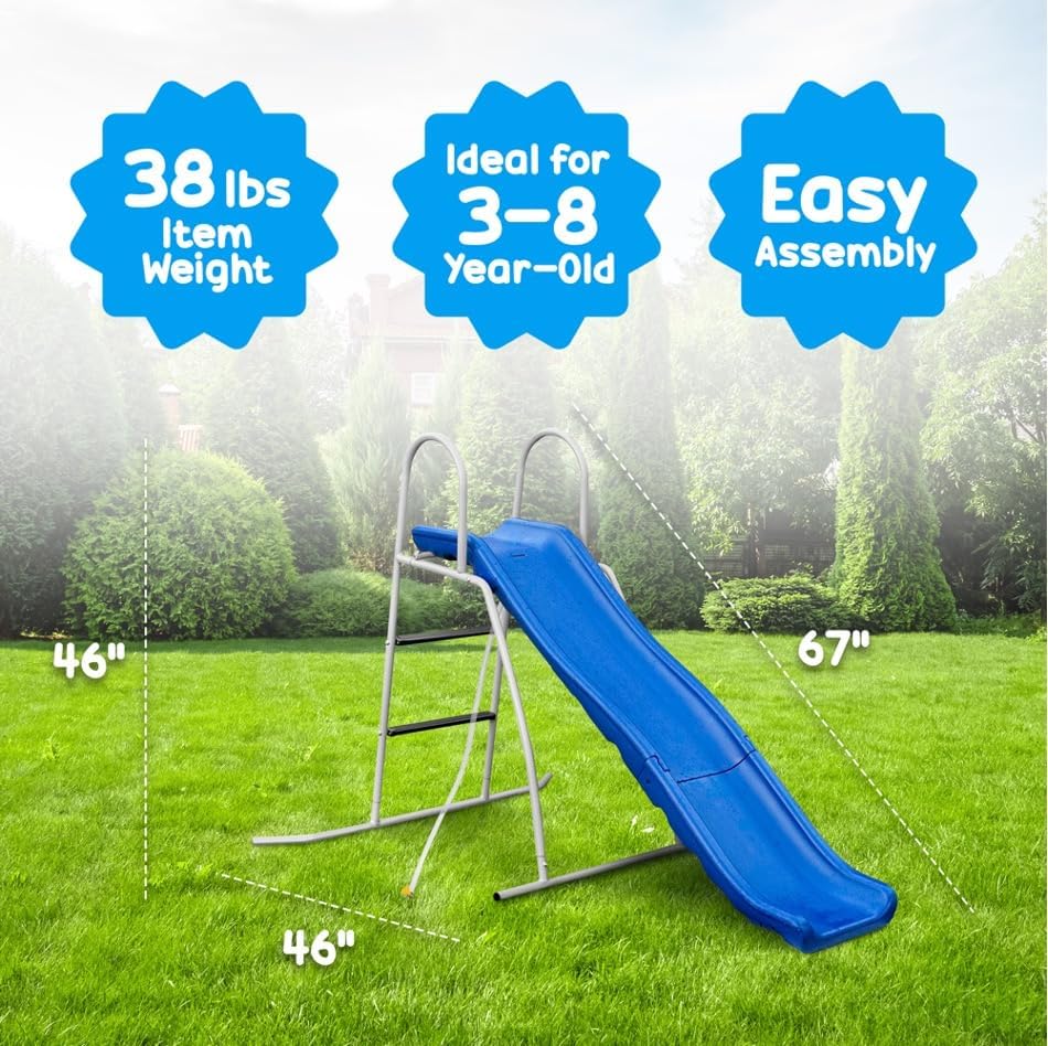 XDP RECREATION Water Wave Slide, 6 Foot, Blue, Built-In Adjustable Sprinkler