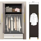 2-Door Wardrobe Closet Armoire With 2 Drawers And Clothes Rail - 70.9H x 31.5W x 19.1D