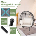 Oversized Wicker Egg Chair With 4 Cushions, 43 x 32.5 x 57 in