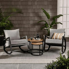 Better Homes & Gardens Marlow Outdoor Patio Rocking Chairs, 2-Pack, Black Frame/Gray Cushion
