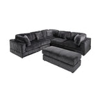 6-Piece Corduroy Upholstered L-Shaped Modular Sectional Sofa