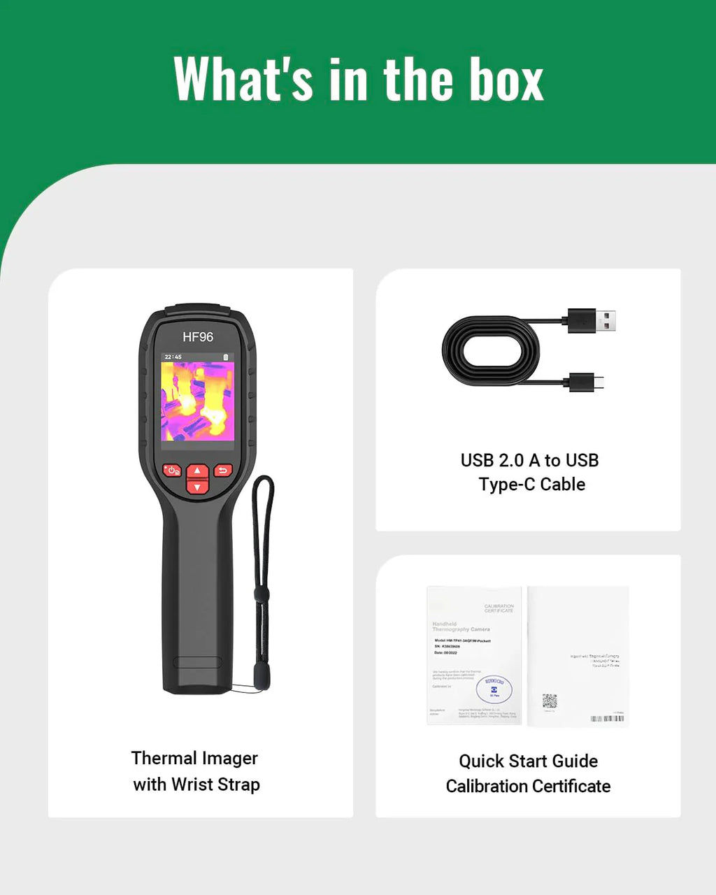 Thermal Imaging Camera With 96 x 96 IR Resolution, 240 x 240 Super Resolution, Laser Pointer - HF96