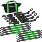 Rhino USA Car Tie-Down Straps With J Hooks, 4-Pack, 2 Inch x 8 Feet, Black - HDKIT-P 2IN-HDKIT