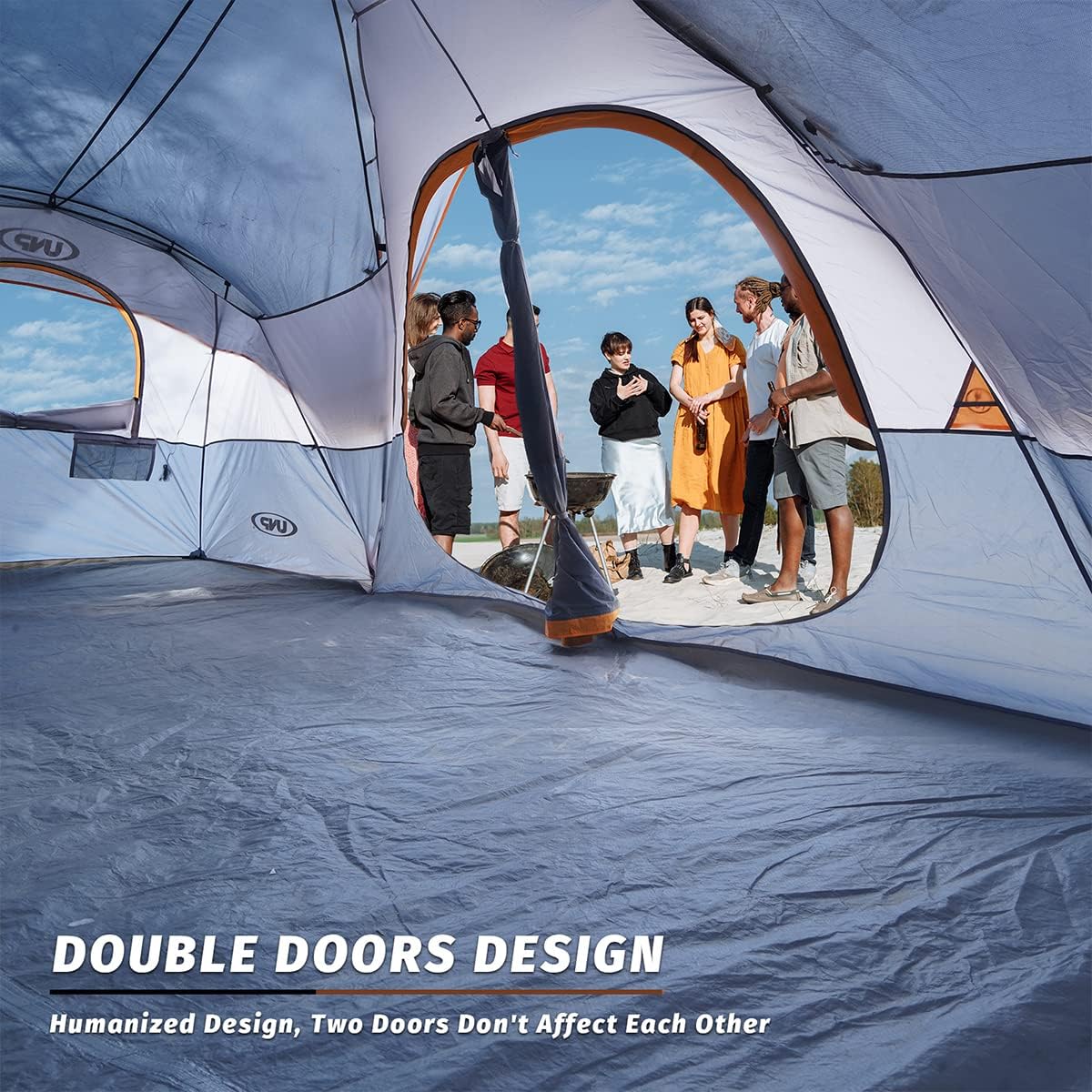 unp 10-Person Camping Tent, 18ft x 9ft x 78in, 2 Rooms, 5 Mesh Windows