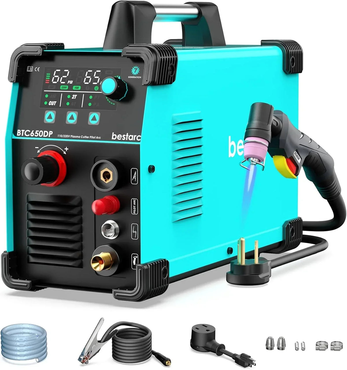 50A Plasma Cutter, Dual Voltage 110/220V, Digital Display - BTC500DP 7th Gen